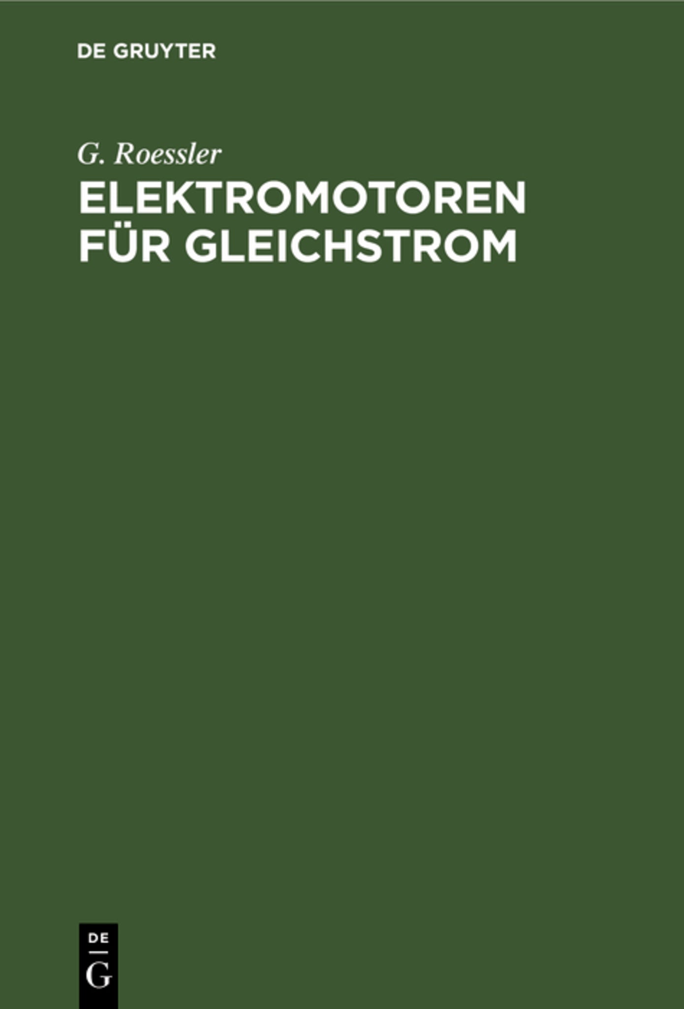 Cover image for Elektromotoren für Gleichstrom ISBN 9783486731293